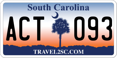 SC license plate ACT093