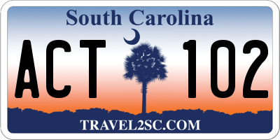 SC license plate ACT102