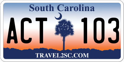 SC license plate ACT103