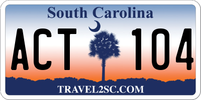 SC license plate ACT104