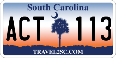 SC license plate ACT113
