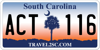 SC license plate ACT116