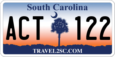SC license plate ACT122