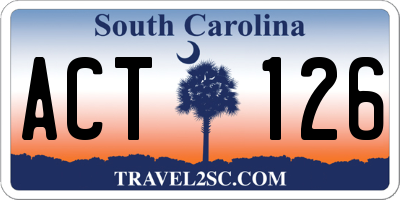 SC license plate ACT126