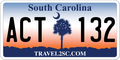 SC license plate ACT132