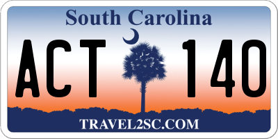 SC license plate ACT140