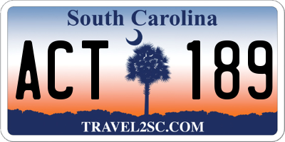 SC license plate ACT189