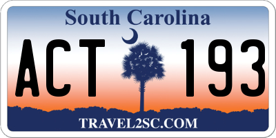 SC license plate ACT193