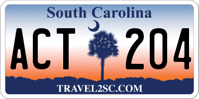 SC license plate ACT204
