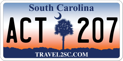 SC license plate ACT207