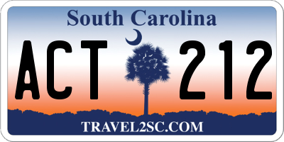 SC license plate ACT212