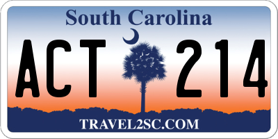SC license plate ACT214