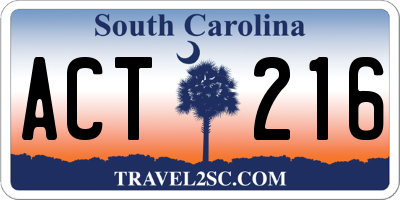 SC license plate ACT216
