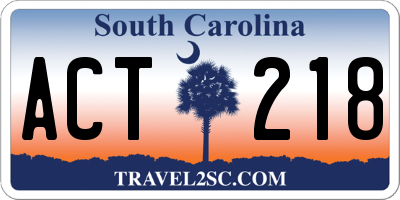 SC license plate ACT218