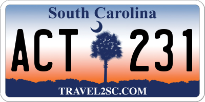 SC license plate ACT231