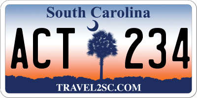 SC license plate ACT234
