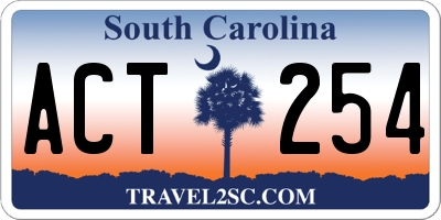 SC license plate ACT254