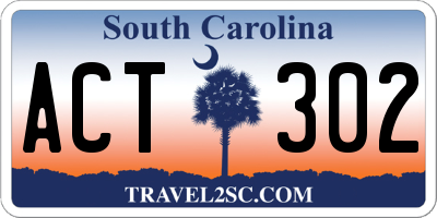 SC license plate ACT302