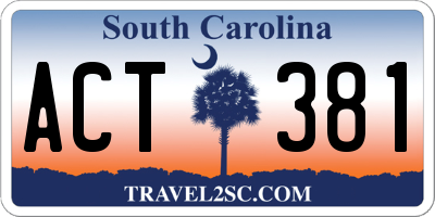 SC license plate ACT381