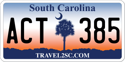SC license plate ACT385
