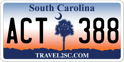 SC license plate ACT388