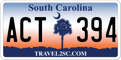 SC license plate ACT394