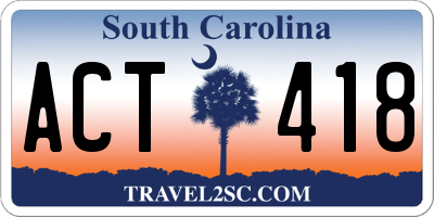 SC license plate ACT418