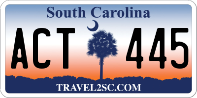 SC license plate ACT445