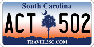 SC license plate ACT502