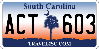 SC license plate ACT603