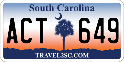 SC license plate ACT649