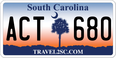 SC license plate ACT680
