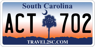 SC license plate ACT702