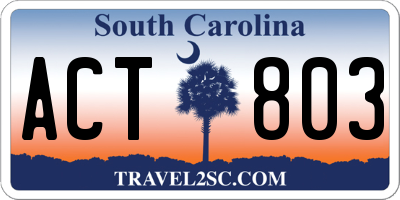SC license plate ACT803