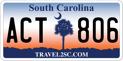 SC license plate ACT806