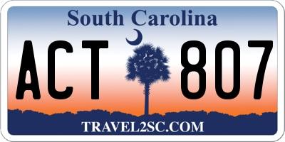 SC license plate ACT807