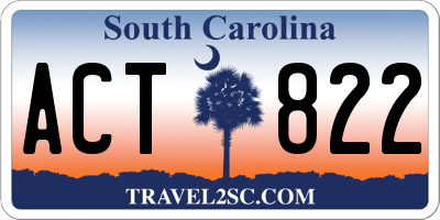 SC license plate ACT822