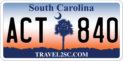 SC license plate ACT840