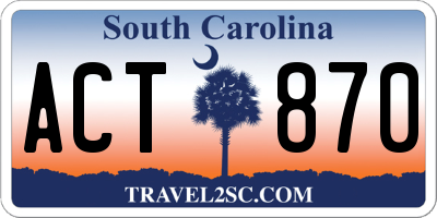 SC license plate ACT870