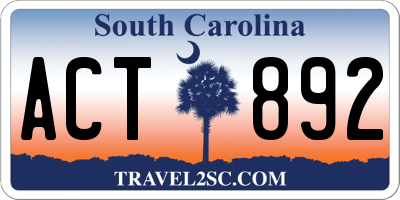 SC license plate ACT892