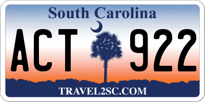SC license plate ACT922