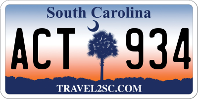 SC license plate ACT934