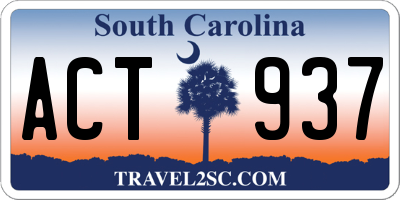 SC license plate ACT937