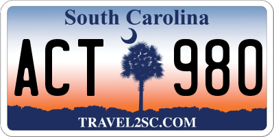 SC license plate ACT980