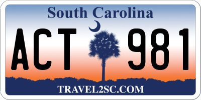 SC license plate ACT981