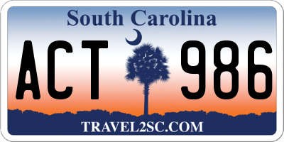 SC license plate ACT986