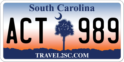 SC license plate ACT989