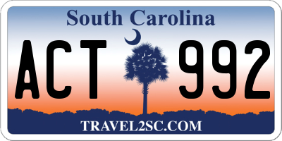 SC license plate ACT992