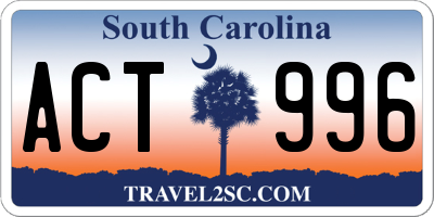 SC license plate ACT996