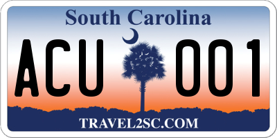 SC license plate ACU001